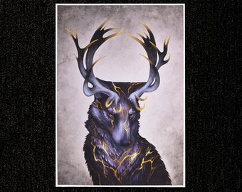 Fracture - Antlered Wolf A4 Print