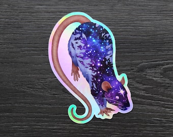 Space Rat Jumping - Rainbow Holographic Vinyl Sticker