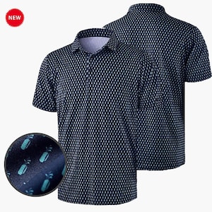 Blue Golf Bag Polo Shirt for Men – Sport Golf Shirt – Short Sleeve Moisture-Wicking Shirt – Golf Lover Gift – Athletic Collared Tee