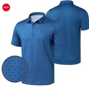 Men&#39;s Golf Polo Shirt – Dry Fit Short Sleeve Sport Shirt, Moisture Wicking Breatheable, Casual Print Collared Top for Golf, Tennis, Outdoor