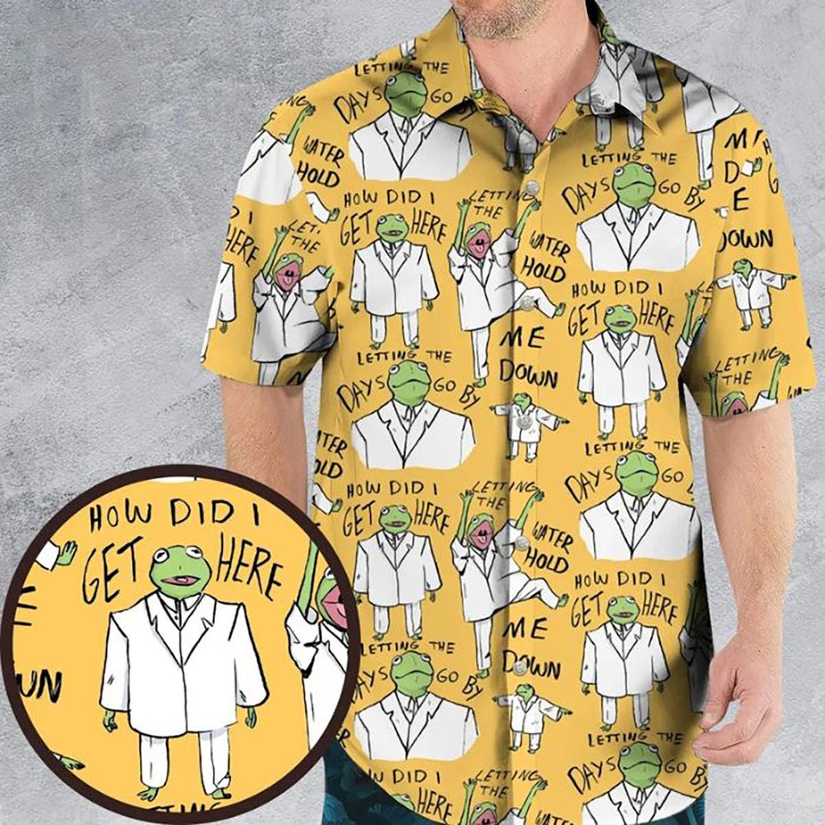Kermit Hawaiian Shirt: Funny Meme Easter Gift - 3D Print Aloha Shirt