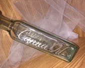 Cannabis Olive Oil Dispenser Etched with canna oil and marijuana leaf, custom glass, cooking accessories, wedding gifts. Party favors.