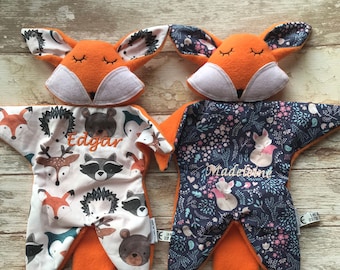 Lovey blanket fox, Personalized fox baby toy, Personalized fox comforter, Baby gift customized, Fox plushie, Woodland animals baby shower