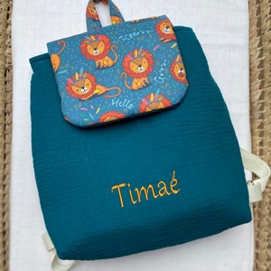 Sac à dos maternelle personnalisé garçon fille avec le prénom brodé sac à dos enfant double gaze sac rentrée scolaire personnalisable
