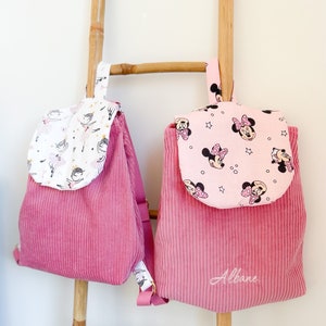 Sac à dos maternelle fille personnalisé prénom brodé sac enfant crèche nounou cartable velours fille danseuse personnalisable
