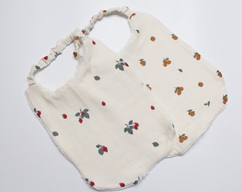 Bavoir Cantine Organique Personnalisable, Serviette Élastique Enfant en Double Gaze Bio