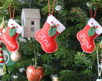Chaussette de Noël personnalisée, Décoration Noël personnalisée, Mini botte de Noel, Chaussettes noël personnalisables, Décoration sapin