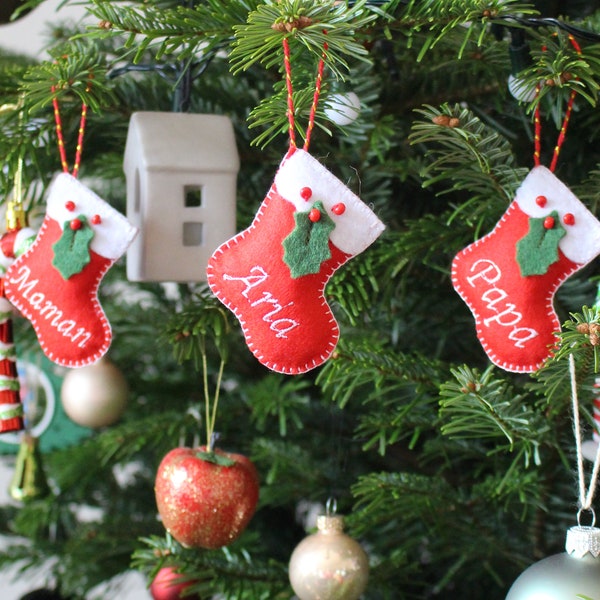Gepersonaliseerde kerstsok, gepersonaliseerde kerstdecoratie, mini-kerstlaars, aanpasbare kerstsokken, boomdecoratie
