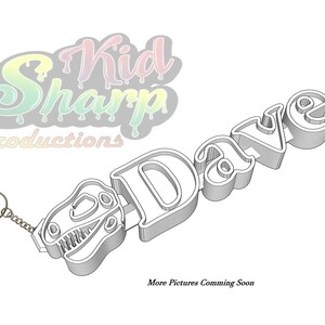 Dinosaur Icon, Personalized 3D Custom Name Tag, Keychain, Keyring, Zipper Pull, Luggage or Backpack Tag