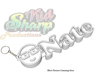 Nerd Icon, Personalized 3D Custom Name Tag, Keychain, Keyring, Zipper Pull, Luggage or Backpack Tag