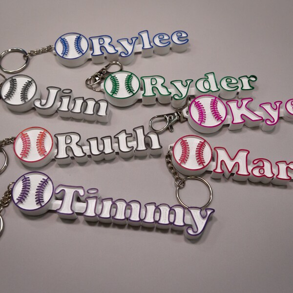 Kids Baseball Name Tag Etsy