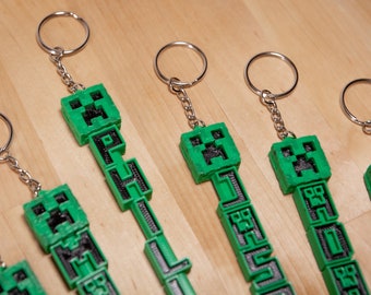 Minecraft Creeper Personalized Custom Name Keychain Etsy