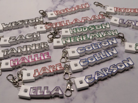 ROBLOX Personalized Custom Name Tag Keychain Keyring Zipper 