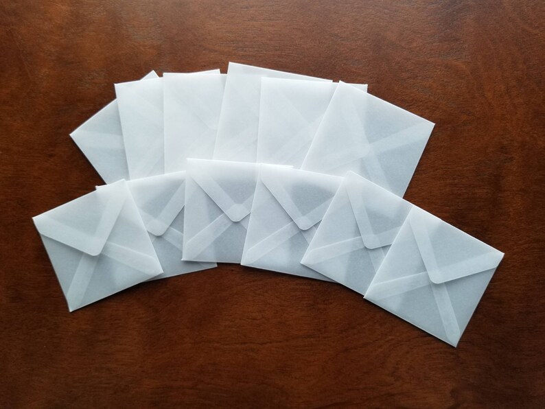 12 Small 2 Square Vellum Envelopes 2 x 2 Etsy