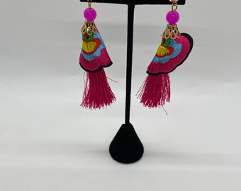 Fringed Bloom Pink Earrings