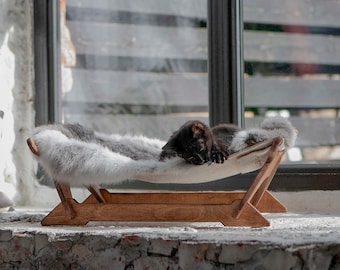 Cat hammock - Ergonomic cat bed (Lapin). Cat furniture, cat beds, cat hammock bed, pet beds, pet furniture, cute cat gift, cat lover gifts