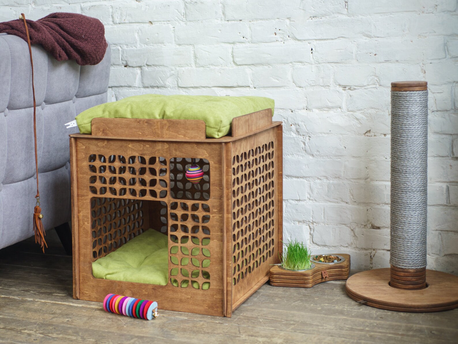 Cat Box Cat House Cat Furniture Double House for Cats Cat Etsy