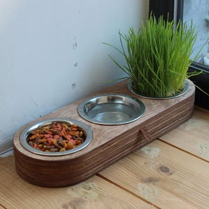 Cat bowls Solid Triple stand. Modern cat bowl, cat furniture, luxury pet feeder, modern pet feeder, pet bowls, feeding stand image 4