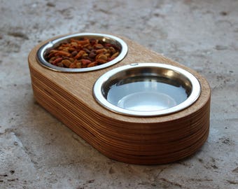 Cat bowls - Solid double stand. Modern cat bowl, cat furniture, luxury pet feeder, modern pet feeder, bowl stand, cat food bowl