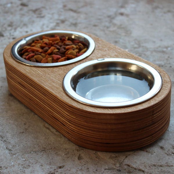 Cat bowls - Solid double stand. Modern cat bowl, cat furniture, luxury pet feeder, modern pet feeder, bowl stand, cat food bowl