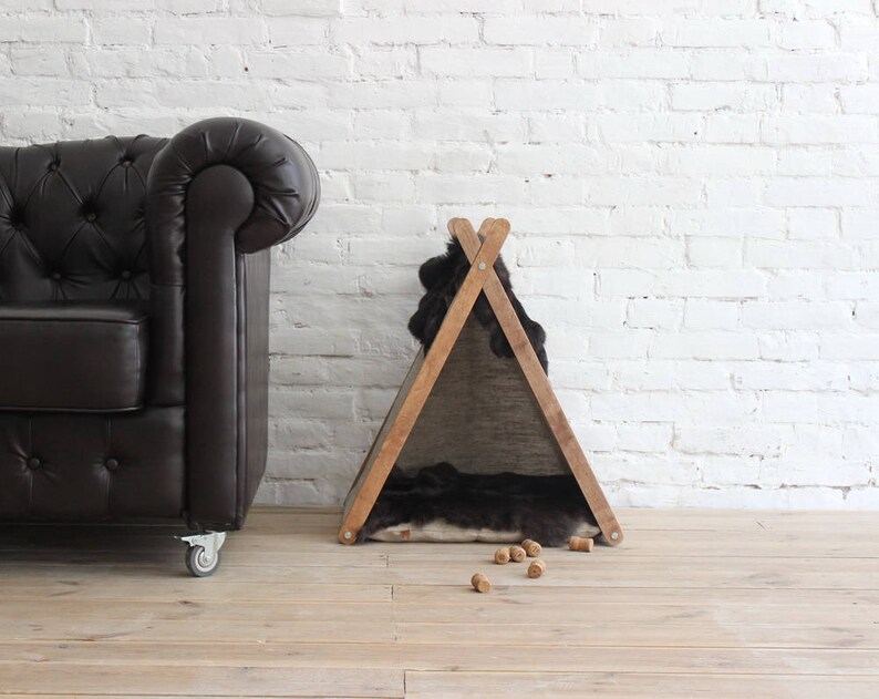 Casa del gato Tipi de gato lapin. Muebles para gatos, camas para gatos, muebles modernos para gatos, tipi para mascotas, cama para bebés imagen 6