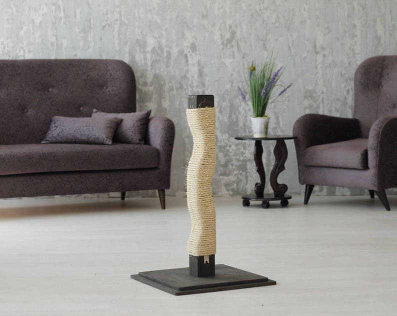 Cat scratching post Zig Zag 28.3 inch. Cat scratcher, modern cat furniture, modern cat tree, scratching post, cat scratching furniture. image 1