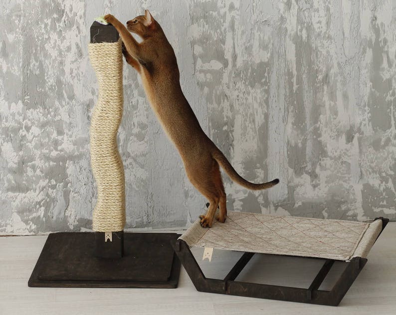 Cat scratching post Zig Zag 28.3 inch. Cat scratcher, modern cat furniture, modern cat tree, scratching post, cat scratching furniture. image 4