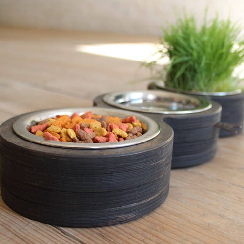 Cat Bowls Triple Glass Bowl Stand. Cat Food and Water Bowls Etsy