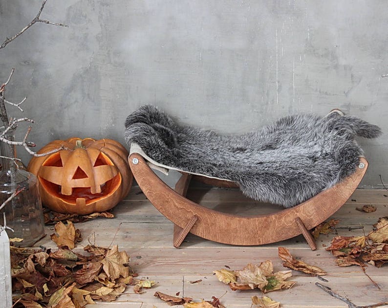 Cat hammock New Moon Cat Bed Lapin. Hammock bed, luxury cat beds, cute cat bed, cat lounge, cat furniture, gift for cat, pet gifts, gift image 2