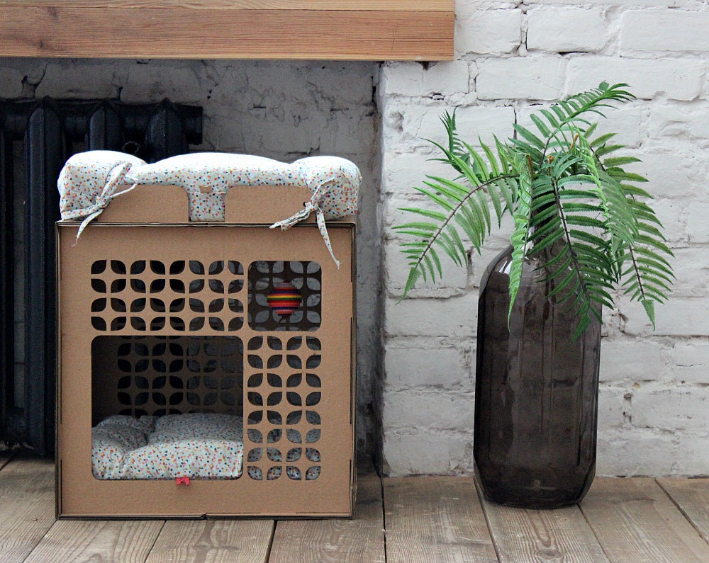 Cardboard Cat House Cardboard Cat Box Cat Playhouse Etsy