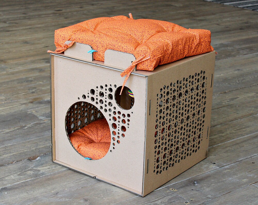 Cardboard cat house Kitten house cardboard box modern cat Etsy