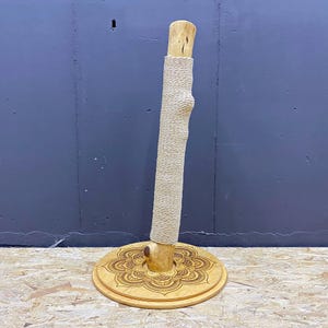 Wood scratching post – Сat tree. Сat climbing tower, unique cat tree, cat tree condo, sisal cat scratcher, wooden cat scratching post.