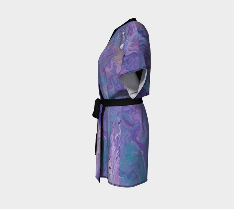 Lilac Coverup Swimsuit Coverup Spa Robe Pour Painting Robe Kimono Robe Abstract Bridesmaid Robe Bride Robe Lilac Ocean Artwork
