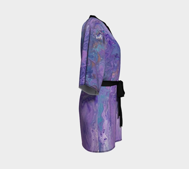 Lilac Coverup Swimsuit Coverup Spa Robe Pour Painting Robe Kimono Robe Abstract Bridesmaid Robe Bride Robe Lilac Ocean Artwork