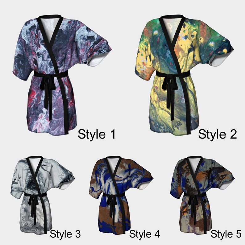 Fluid Art Knit Robe Spa Robe,Swimsuit Coverup Chiffon Artwork Bride Robe Dark Pour Painting Bridesmaid Robe Coverup Kimono Robe