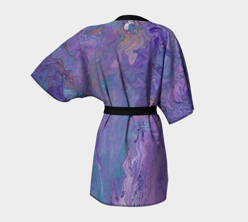 Lilac Coverup Swimsuit Coverup Spa Robe Pour Painting Robe Kimono Robe Abstract Bridesmaid Robe Bride Robe Lilac Ocean Artwork