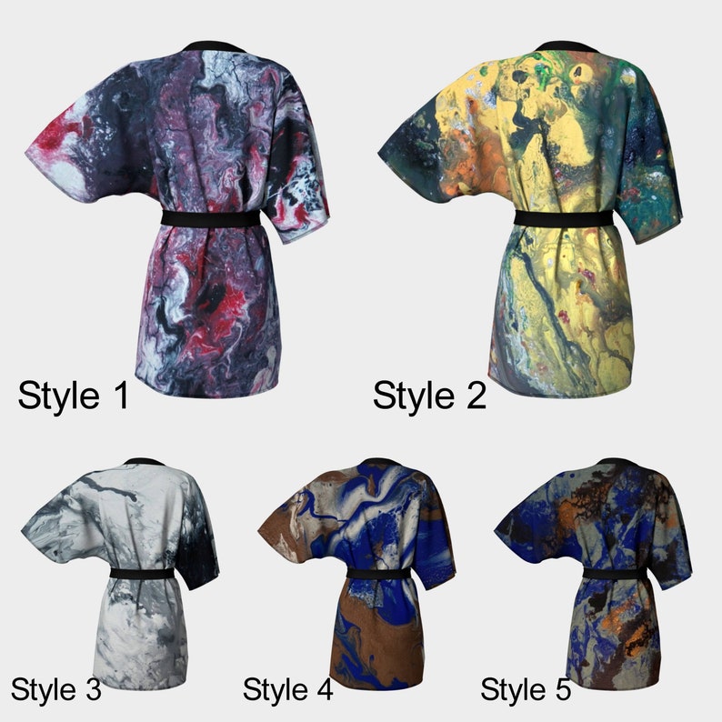 Fluid Art Knit Robe Spa Robe,Swimsuit Coverup Chiffon Artwork Bride Robe Dark Pour Painting Bridesmaid Robe Coverup Kimono Robe
