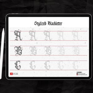 Stylized Blackletter Calligraphy Workbook, Uppercase Lettering Practice (Digital Download)
