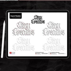 Practice Words Stylized Blackletter Workbook: for Procreate and Print! Learn Modern Blackletter Calligraphy
