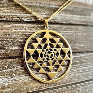 Sri Yantra Pendant: Brass Sacred Geometry Charm (2 inch)