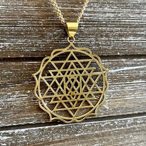 Large Sri Yantra Pendant: Handcrafted Brass Sacred Geometry pendant