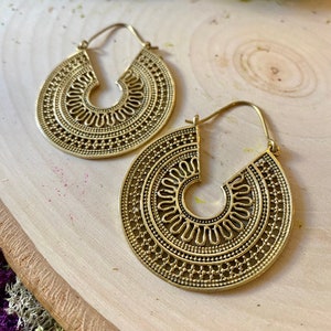 Tribal Mandala Earrings, boho style spiritual geometric Sacred Geometry jewelry earrings