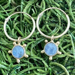 Mini Danty Tiny Delicate Moonstone Hoop Earrings,  Moonstone charm Earrings, Small Moonstone jewelry