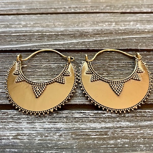 Tribal Hoop Earrings ~ Afhani Hoop Brass Earrings ~ Indian Brass Earrings ~ Ethnic Earrings