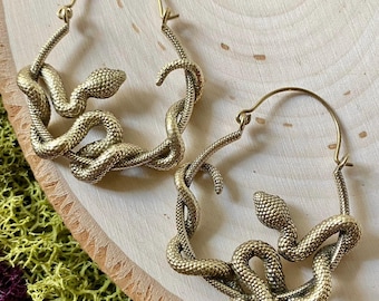 Messing Schlange Creolen: Schlange Statement Schmuck