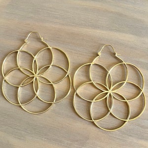 XLarge Seed Of Life Earrings, Flower of life sacred geometry mandala earrings / Jewelry