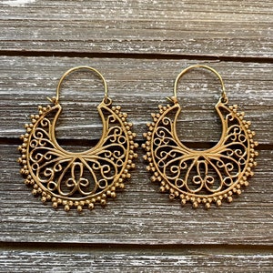 Mandala flower earrings ~ boho style spiritual  statement ethnic jewelry