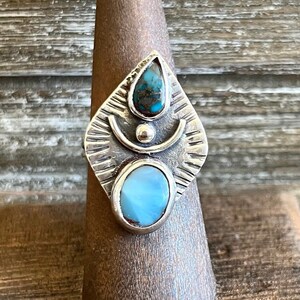 Larimar and Turquoise Sterling Silver Ring