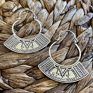 Tribal style Earrings, Geometric earrings, Boho silver earrings, bohemian style earrings, Sacred geometry Earrings