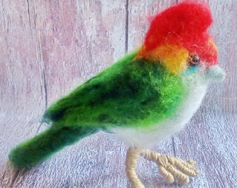 Needle felted colorful bird. Needle felted Animal. Needle felted soft sculpture.ooak